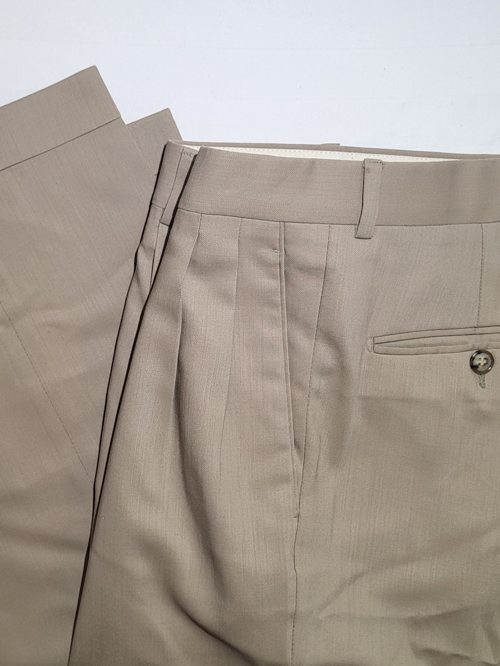 Principe Made in Italy 100% Wool Men’s Dress Pants in Taupe Pleated Front